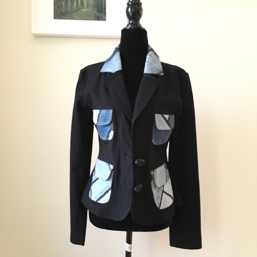 Blazer with denim details